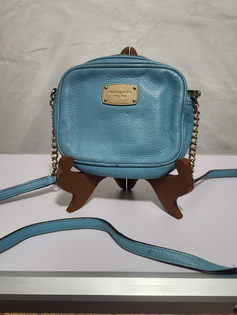 Michael Kors Turquoise Leather Crossbody Bag